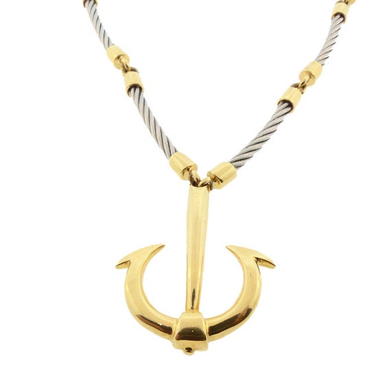 UnoAErre FLAVIA 18K Gold & Steel Anchor Pendant N… - image 2