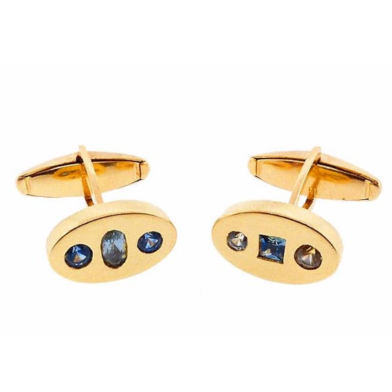 14K Gold & Fancy Colored Sapphire Cufflinks