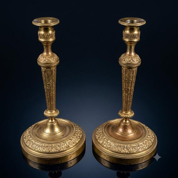 French Louis XVI Style Bronze Dore Candlesticks - Etsy