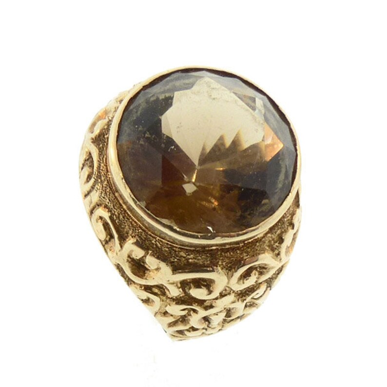 Victorian 14K Gold & Smoky Quartz Gentleman's Ring image 5