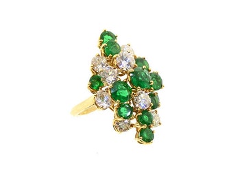 Boucheron 18K Gold, Diamond & Emerald Cocktail Ring