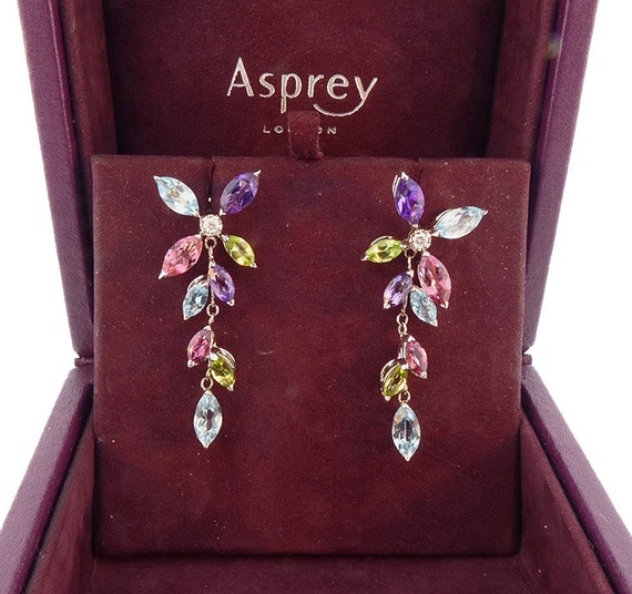 Asprey 18K White Gold Diamond & Gemstone Daisy Earrings