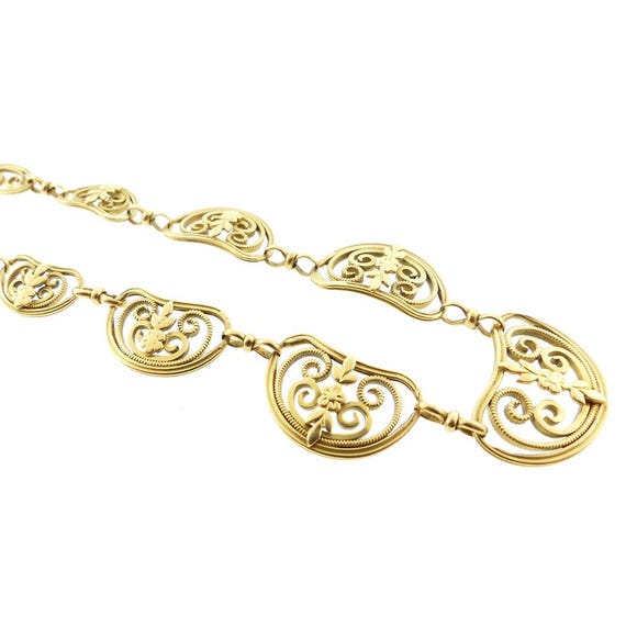 French Edwardian 18K Gold Palmette Necklace View 6