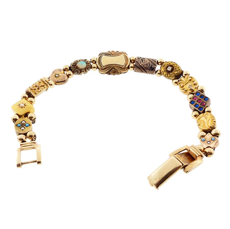 Victorian Gold Slide Bracelet 14K Gold Slide Bracelet Antique Slide