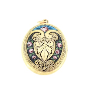Early Victorian 14K Gold & Enamel Floral Locket