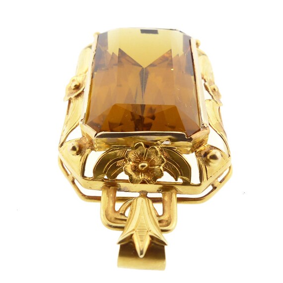 Late Art Nouveau 14K Gold & Citrine Pendant - image 5