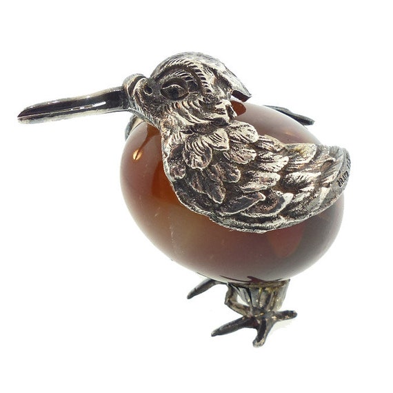 Portuguese 833 Silver & Agate Kiwi Figurine