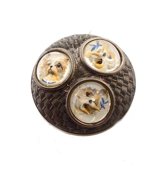 Imperial Austrian Silver Reverse-Carved Essex Crystal Dog Brooch
