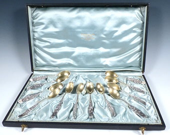 Tiffany Sterling Silver VINE Rose Demitasse Spoons Boxed Set