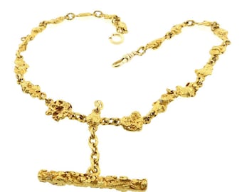 Victorian Natural Gold Nugget (20-24K) & 14K Gold Watch Chain