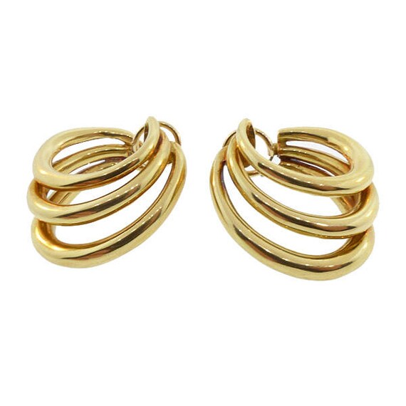 Tiffany & Co. 18K Gold Triple Hoop Earrings - image 3