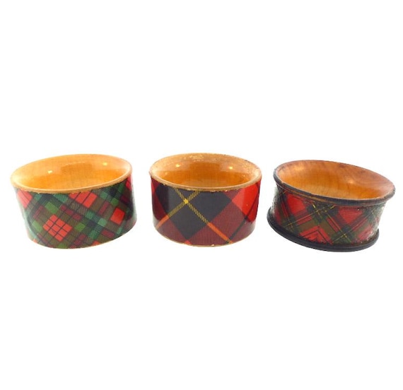 Three Victorian Scottish Tartanware Mauchline Napkin Rings