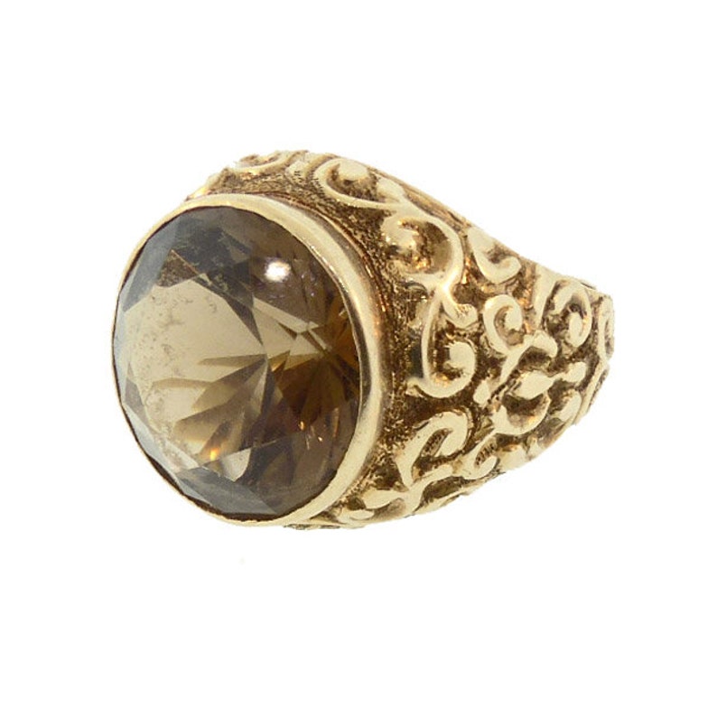 Victorian 14K Gold & Smoky Quartz Gentleman's Ring image 2