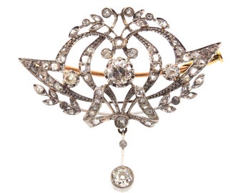 Edwardian Platinum & Diamond Convertible Pendant Brooch