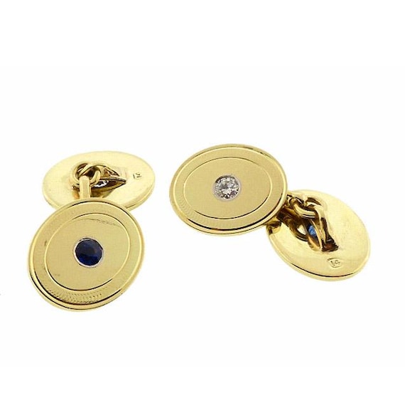 Carrington 14K Gold Diamond Sapphire Cufflinks