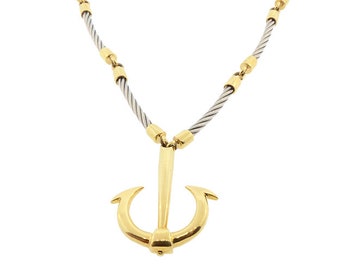 UnoAErre FLAVIA 18K Gold & Steel Anchor Pendant Necklace