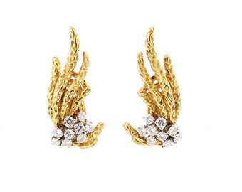 Cartier 18K Gold & Diamond Modernist 1960's Earrings
