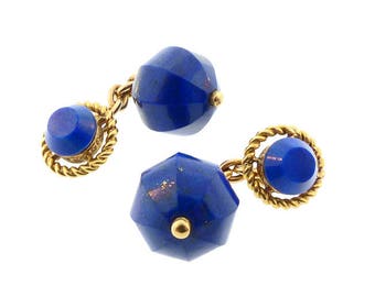 18K Gold & Carved Lapis Lazuli Cufflinks