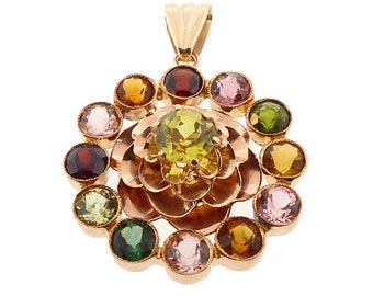 H Stern-Style 18K Rose Gold & Multi-Gem Pendant