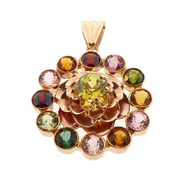 H Stern-Style 18K Rose Gold & Multi-Gem Pendant