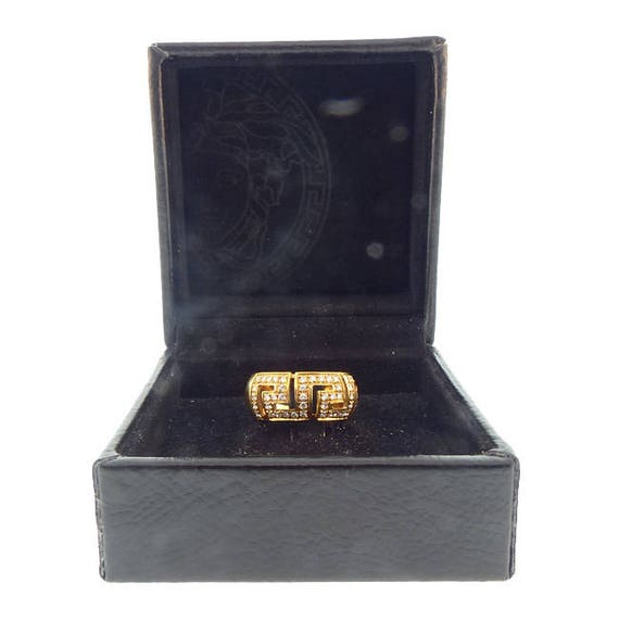 Signed Gianni Versace GRECA SAFFO 18K Gold Diamon… - image 9