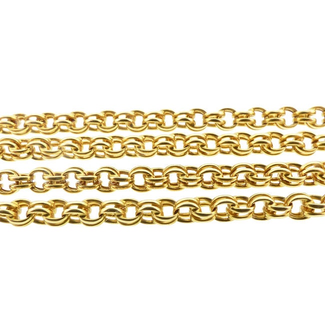 Victorian 14K Gold Double Belcher Chain Link Necklace