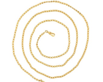 Heavy Victorian 18K Yellow Gold Fancy Link 46” Chain Necklace