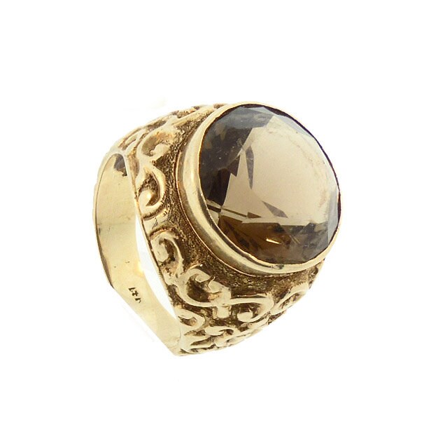 Victorian 14K Gold & Smoky Quartz Gentleman's Ring - Etsy