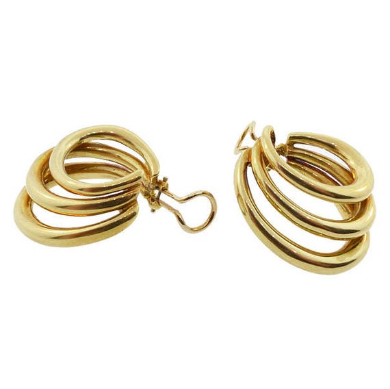Tiffany & Co. 18K Gold Triple Hoop Earrings - image 5