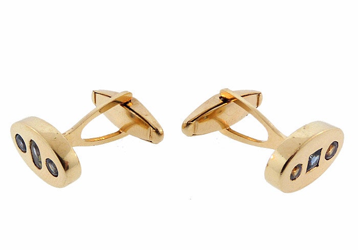 14K Gold & Fancy Colored Sapphire Cufflinks - Etsy