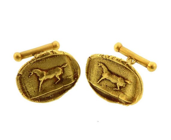 Kieselstein-Cord 18K Ancient Greek Coin Horse Cufflinks