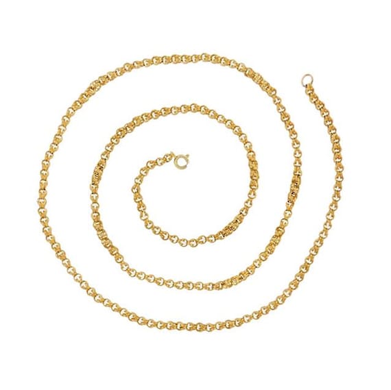 Victorian 14K Gold Double Belcher Fluted Chain Link 28.5" Necklace
