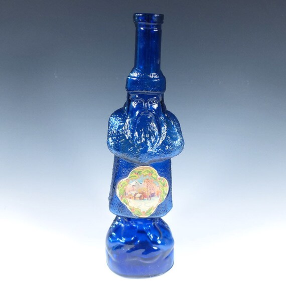 Blown Cobalt Blue Glass M. G. Husted Belsnickle Santa Claus Bottle
