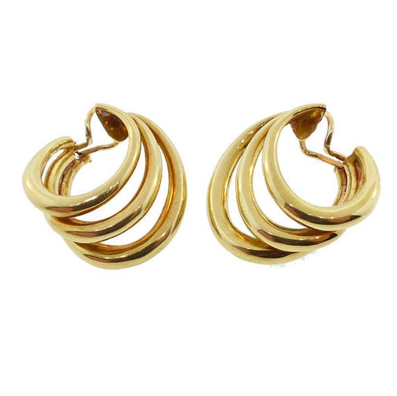 Tiffany & Co. 18K Gold Triple Hoop Earrings - image 4