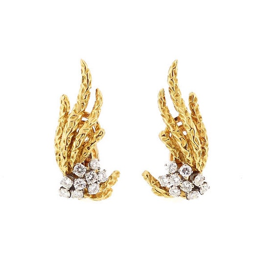 Cartier 18K Gold & Diamond Modernist 1960's Earrings