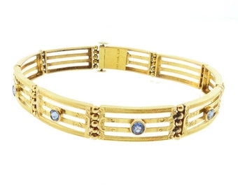 Edwardian 14K Gold & Sapphire Gatelink Bracelet by Crane Theurer