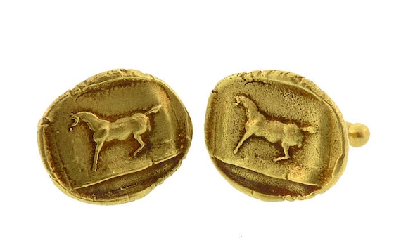 Kieselstein-Cord 18K Ancient Greek Coin Horse Cufflinks