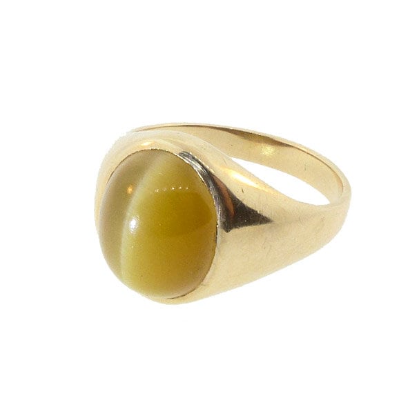 Cats Eye Quartz 10K Yellow Gold Mans Ring Etsy Australia
