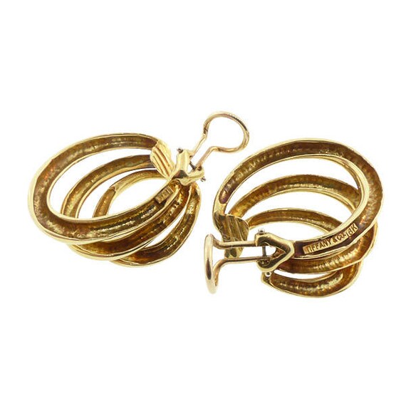 Tiffany & Co. 18K Gold Triple Hoop Earrings - image 6