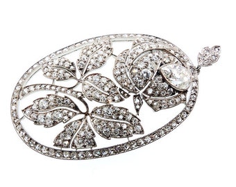 Art Deco 4.6-ct Diamond & Platinum Rose Pendant