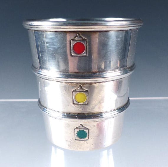 Gorham Enameled Sterling Silver Stoplight Figural Novelty Jigger