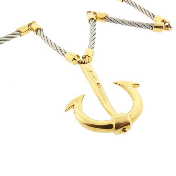 UnoAErre FLAVIA 18K Gold & Steel Anchor Pendant N… - image 5