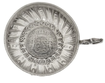 Bagués Spanish Silver Tastevin | Carlos III 1772 8 Reales Coin | Manuel Garrido | ca. 1950 Wine Taster