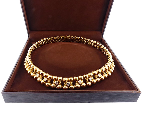 French Retro 18K Gold & Diamond Necklace - image 1