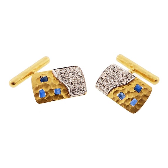 Coera by Lunia 18K Gold, Diamond & Sapphire Cufflinks