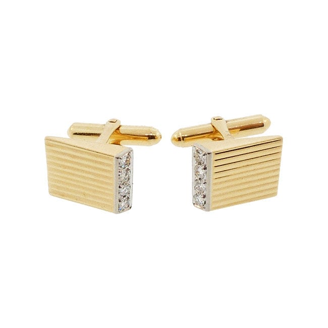 14K Gold Cufflinks Diamond Cufflinks Larter Cufflinks Vintage