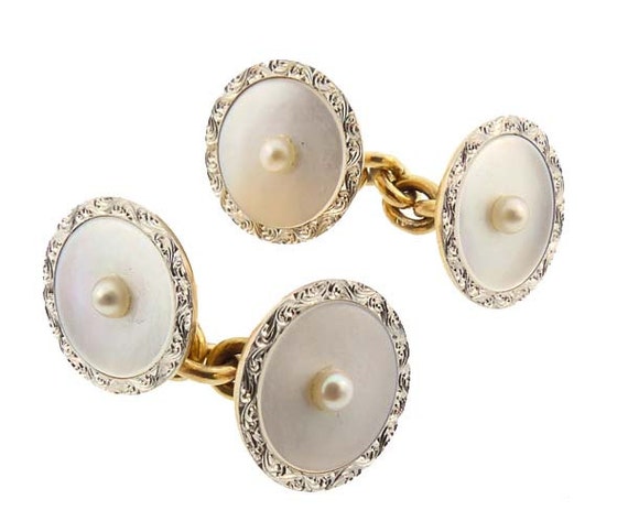 Carrington 14K Gold Platinum Mother-of-Pearl Cufflinks