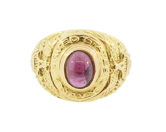 Antique 18K Gold & Garnet U.S. Navy Man's Ring