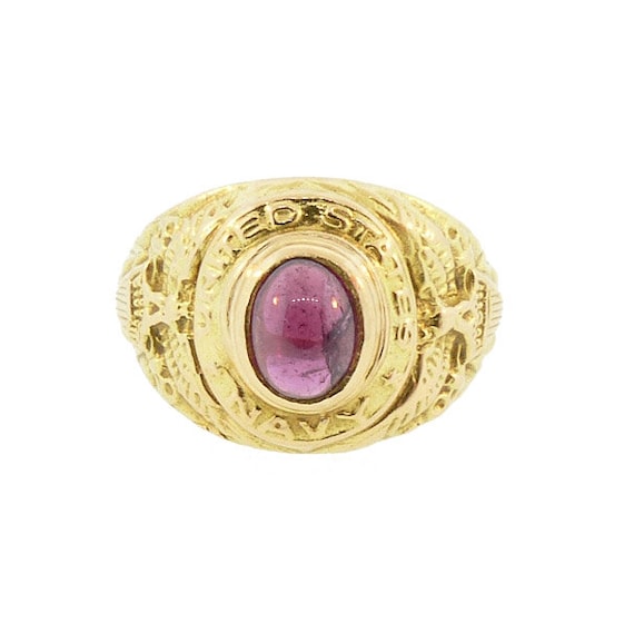 Antique 18K Gold & Garnet U.S. Navy Man's Ring