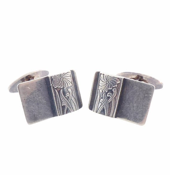 Polish Art Deco Style Sterling Silver Cufflinks